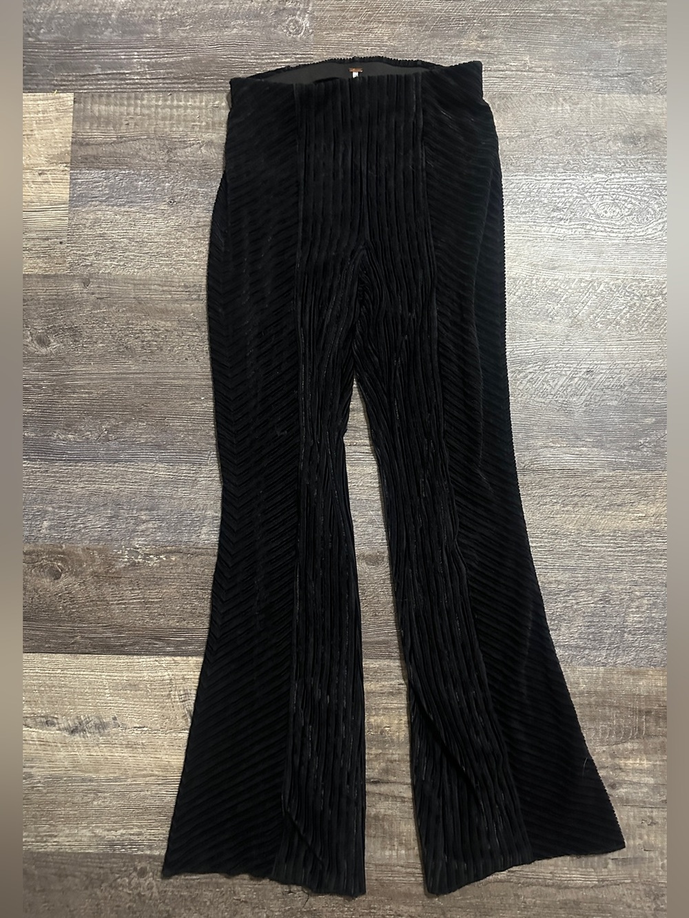Free People Small Black Slim Pull On Velvet Flare Pants